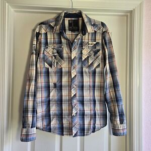 FLTR Faith Love Truth Respect Long Sleeve Snap Button Shirt Size L Western Plaid